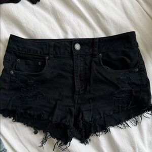 American Eagle Outfitters Black Distressed Cutoff Jean Shorts